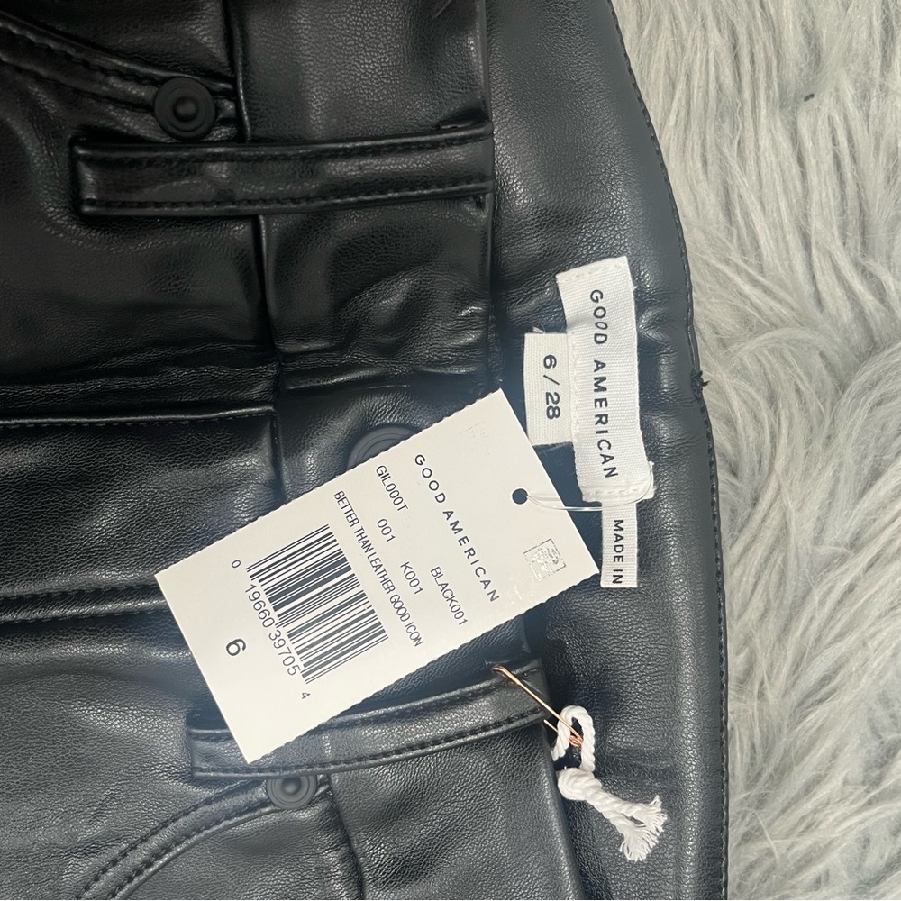 Good American Black Leather Trousers